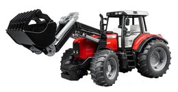 Bruder Traktor Massey Ferguson 7480 s čelním nakladačem a přepravníkem klád