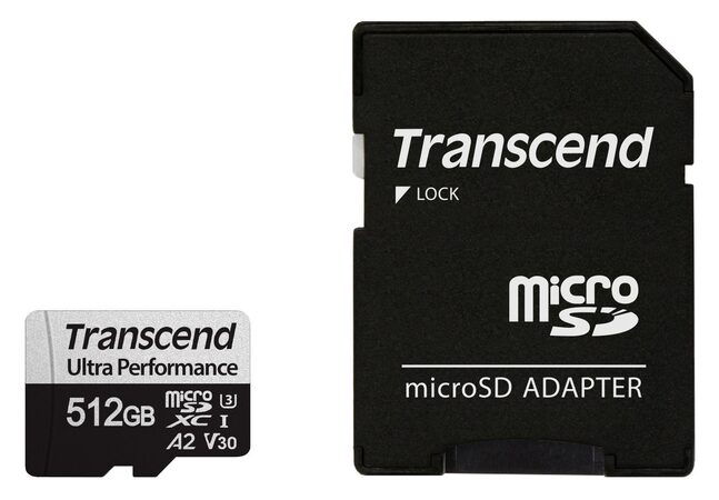 Transcend 512GB microSDXC 340S UHS-I U3 V30 A2 3D TLC (Class 10) paměťová karta