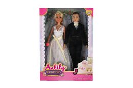 Panenka Anlily 2ks nevěsta a ženich plast 30cm v krabici 23x32x5cm
