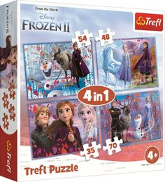 Puzzle 4v1 Ledové království II/Frozen II  v krabici 28x28x6cm