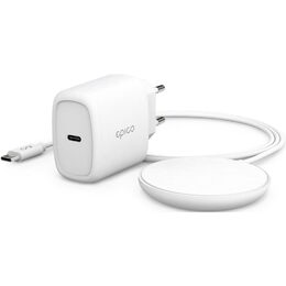 Bezdrátová nabíječka Epico s podporou uchycení MagSafe s adaptérem v balení bílá