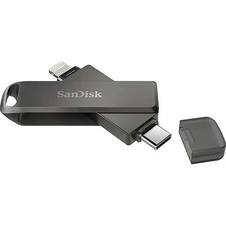 Flash USB Sandisk iXpand Luxe 64GB, USB-C + Lightning - šedý