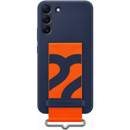 Kryt na mobil Samsung Silicone Cover s poutkem na Galaxy S22+ - modrý