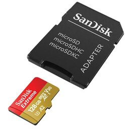 Paměťová karta SanDisk Micro SDXC Extreme 128GB UHS-I U3 (190R/90W) + adaptér