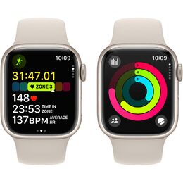 Chytré hodinky Apple Watch Series 9 GPS 41mm pouzdro z hvezdně bílého hliníku - hvězdně bílý sportovní řemínek - S/M
