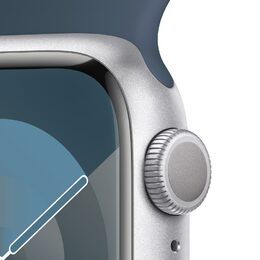 Chytré hodinky Apple Watch Series 9 GPS 41mm pouzdro ze stříbrného hliníku - bouřkově modrý sportovní řemínek - S/M