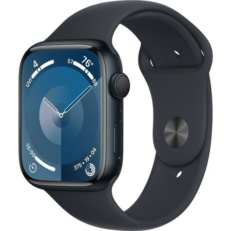 Chytré hodinky Apple Watch Series 9 GPS 45mm pouzdro z temně inkoustového hliníku - temně inkoustový sportovní řemínek - S/M