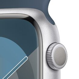 Chytré hodinky Apple Watch Series 9 GPS 45mm pouzdro ze stříbrného hliníku - bouřkově modrý sportovní řemínek - M/L