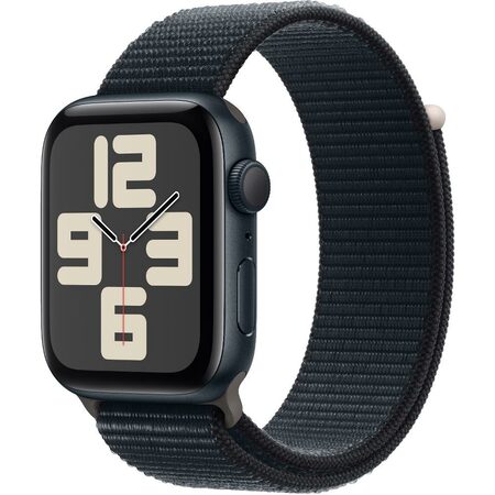 Chytré hodinky Apple Watch SE 2023 GPS 44mm pouzdro z temně inkoustového hliníku - temně inkoustový provlékací sportovní řemínek