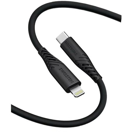 SWISSTEN kabel USB-C Lightning silikonový 1,5m 3A 60W černá