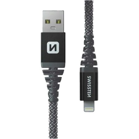 SWISSTEN kabel USB Lightning kevlarový 1,5m 3A 60W antracitová